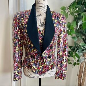 Morton Myles for the Warrens Vintage Baroque Sequin Blazer Multicolor Sz 10